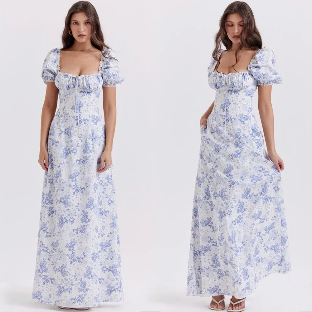 HOUSE OF CB Felizia Floral Puff Sleeve Maxi Dress - Picture 9 of 16